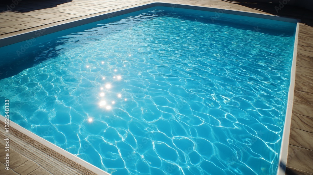 Obraz premium Sparkling clear swimming pool with sunlit water reflections
