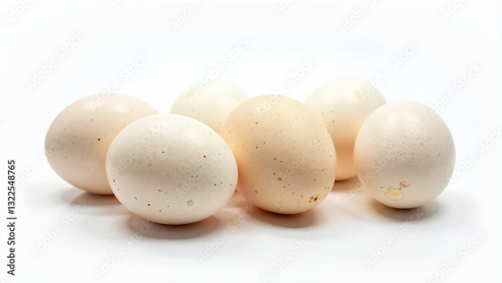 Elegant Collection of Pristine Chicken Eggs on White Background for Culinary and Easter Promotions Elegant Collection of Pristine Chicken Eggs on White Background for Culinary and Easter Promotions