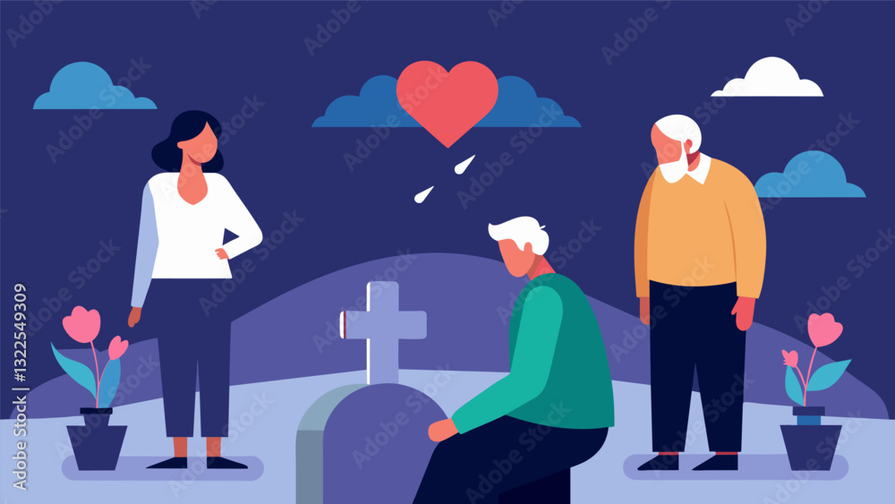 A seminar on navigating grief and loss in later stages of life. Vector illustration
