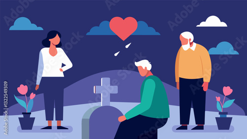 A seminar on navigating grief and loss in later stages of life. Vector illustration