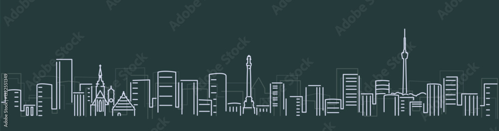 Foto Stuttgart Simple Lines Skyline on Dark Background