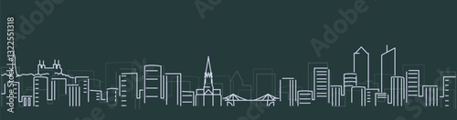 Lyon Simple Lines Skyline on Dark Background
