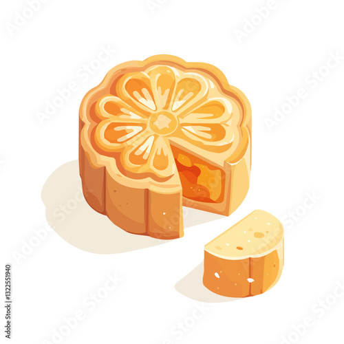 Delicate Snow Skin Mooncake Icon – Traditional Asian Dessert with Soft Texture and Exquisite Design  
