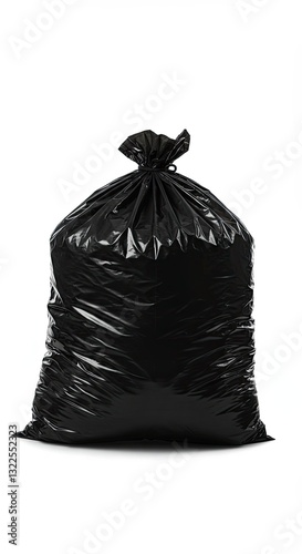 Wallpaper Mural Large closed black garbage bag on white background with wrinkled texture Torontodigital.ca