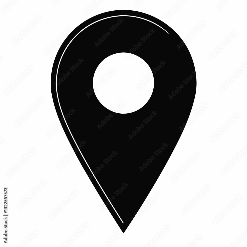 Simple black location marker icon, ideal for maps, navigation apps and travel-related designs. Simple black location marker icon, ideal for maps, navigation apps and travel-related designs.