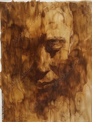 Warm Earth Tones of Burnt Umber Watercolor Wash on Parchment Background Texture