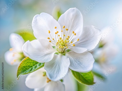Delicate Apple Blossom on White Background - Spring Floral Photography