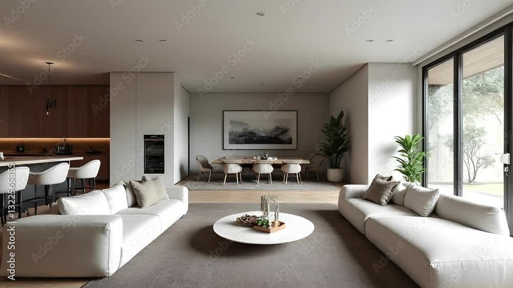 Elegant Modern Living and Dining Area – Minimalist Home Interior Inspiration Elegant Modern Living and Dining Area – Minimalist Home Interior Inspiration