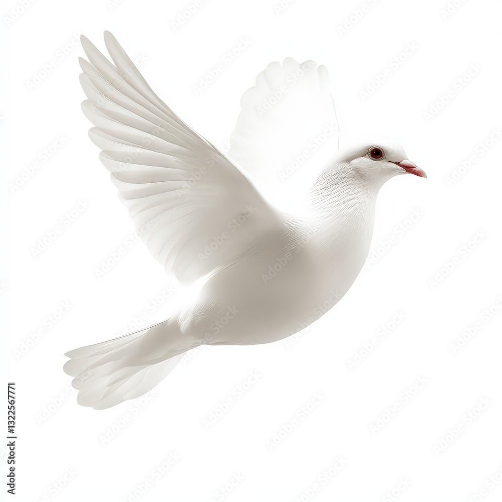 Obraz premium White Dove in Flight: Symbol of Peace, Freedom, and Grace in Nature Photography