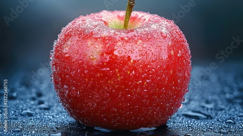  Juicy Red Apple with Water Droplets