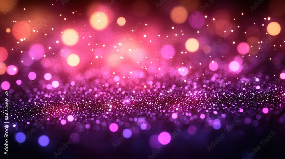 Fototapeta premium Sparkling pink and purple glitter bokeh background.