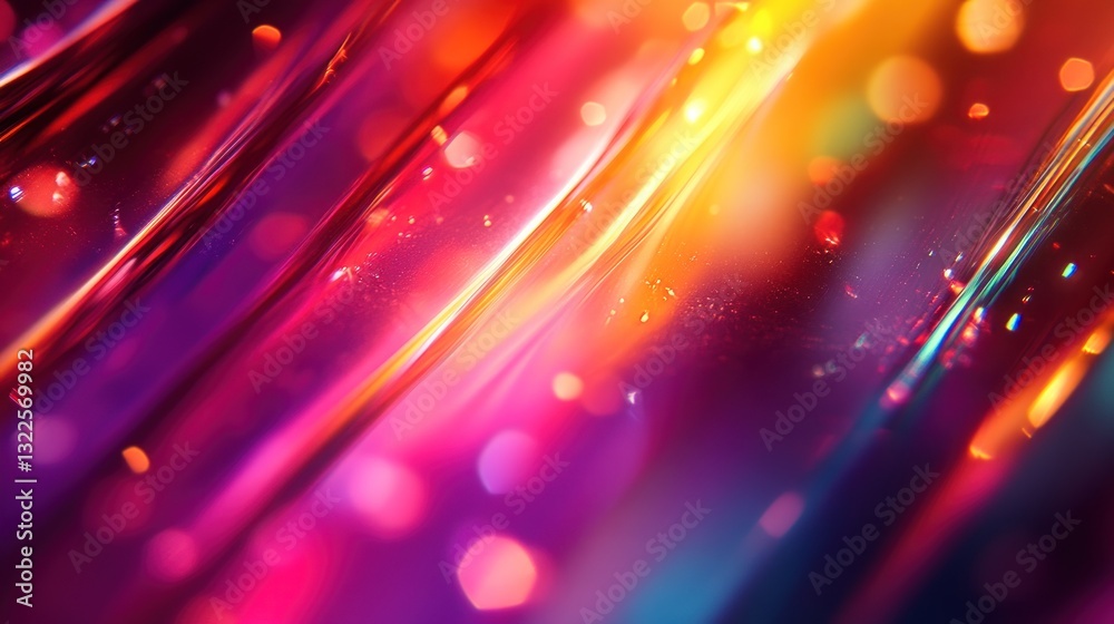 Fototapeta premium Abstract background with vibrant, diagonal streaks of light and bokeh.