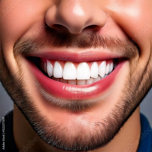 close up of a man's mouth with white teeth