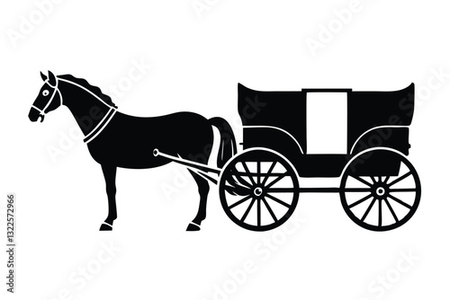 Horse Carriage Silhouette Minimalist Black Vector