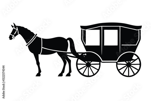 Horse Carriage Silhouette Minimalist Black Vector