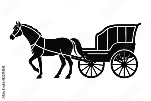 Horse Carriage Silhouette Minimalist Black Vector