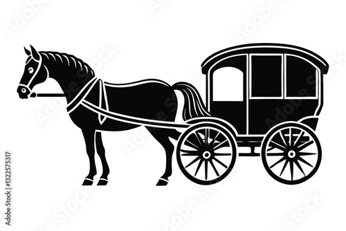 Horse Carriage Silhouette Minimalist Black Vector