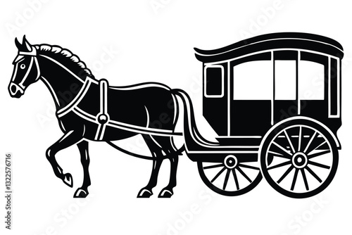 Horse Carriage silhouette Vector