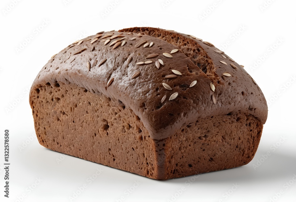 dark rye bread with caraway seeds on white background dark rye bread with caraway seeds on white background