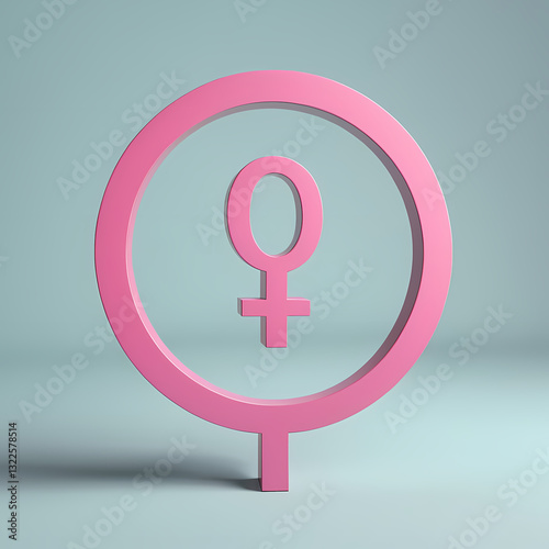 Pink female gender symbols in 3D rendering