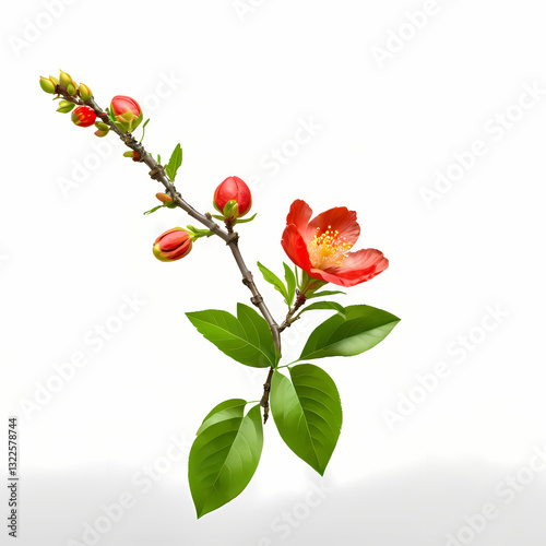 Pomegranate flower, fruit blossoming isolated  
