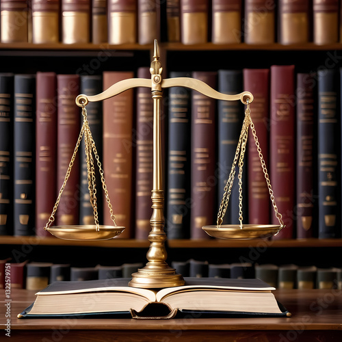 Scales of justice on law books in a library symbolize legal integrity and fairness 