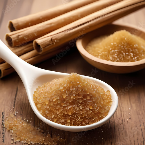 Set sweet sugar, unrefined brown cane sugar 