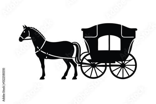 Four Wheeled Horse Carriage silhouette