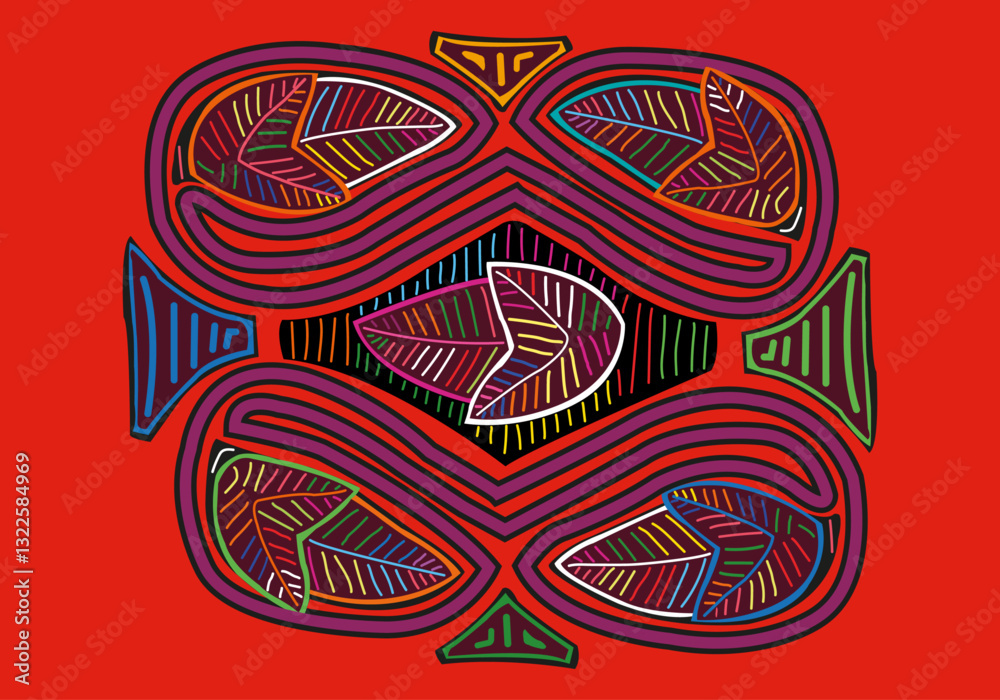 Obraz premium mola kuna indigenous people of panama colorful