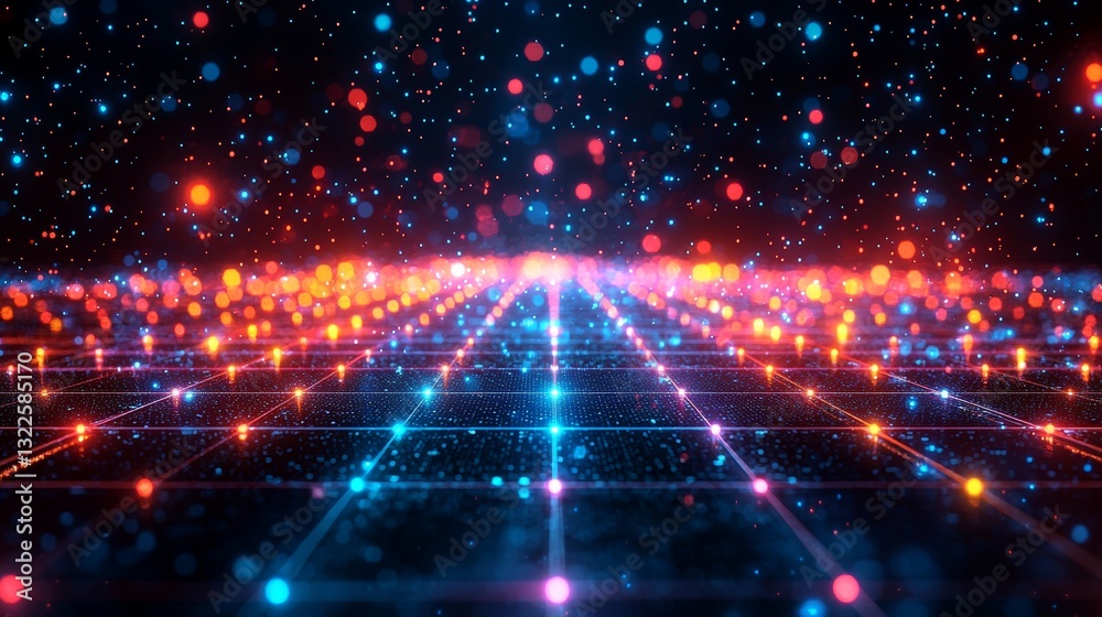 Obraz premium Analyzing stock through big data technology and data science using generative AI, deep learning, and machine learning algorithms in neural flow network analytics, driving innovation and abstract