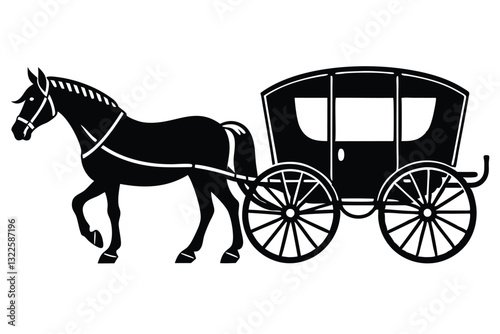 Silhouette Carriage And Horse Cart Logo Design creative design of horse cart or carriage