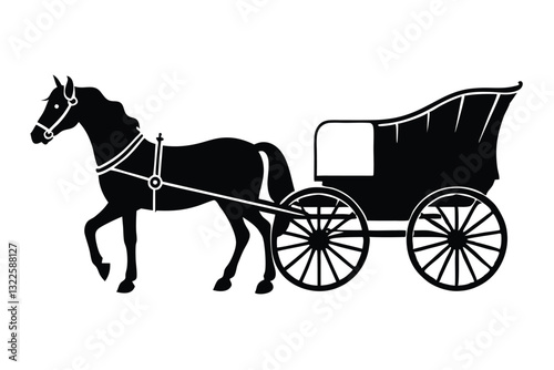 Silhouette Carriage And Horse Cart Logo Design creative design of horse cart or carriage