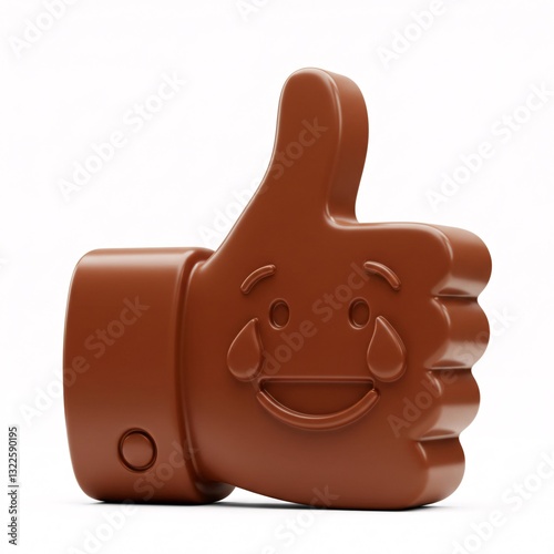Chocolate Thumbs Up with Laughing Emoji. Sweet Approval.

