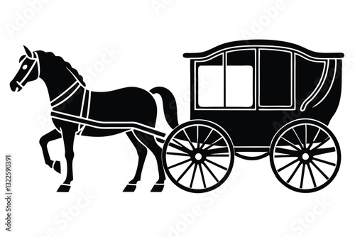 Horse carriage silhouette vector illustration isolated on a white background