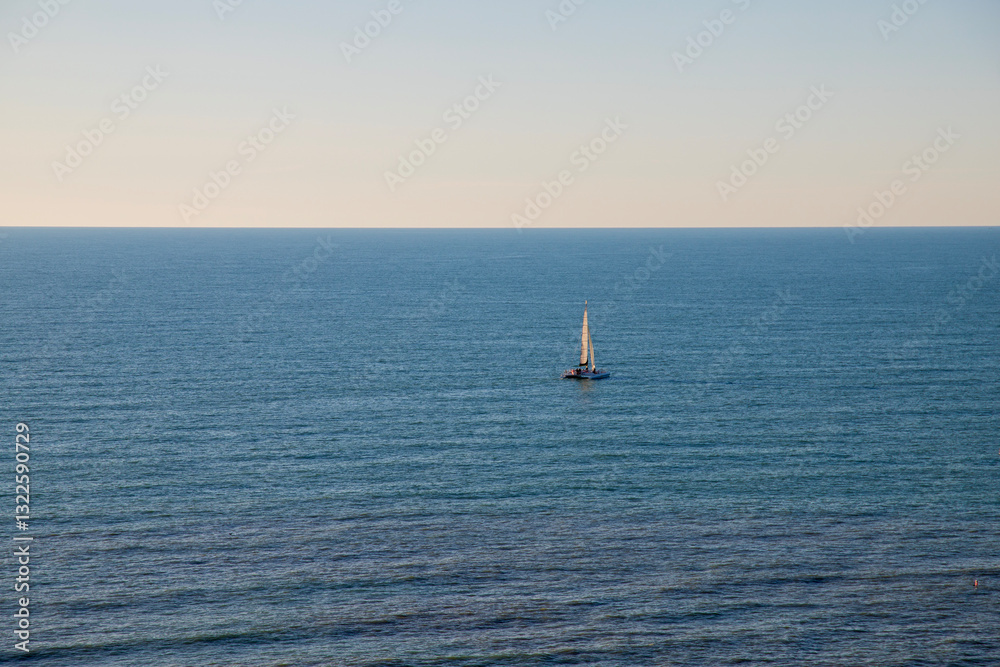 Obraz premium A boat sailing in the Gulf of Mexico in Clearwater Florida USA