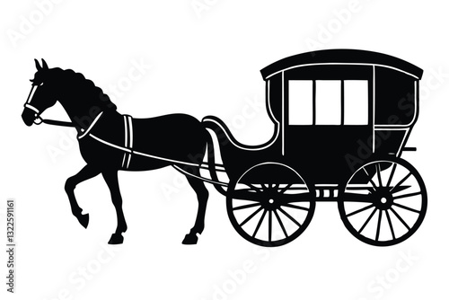 Horse carriage silhouette vector illustration isolated on a white background