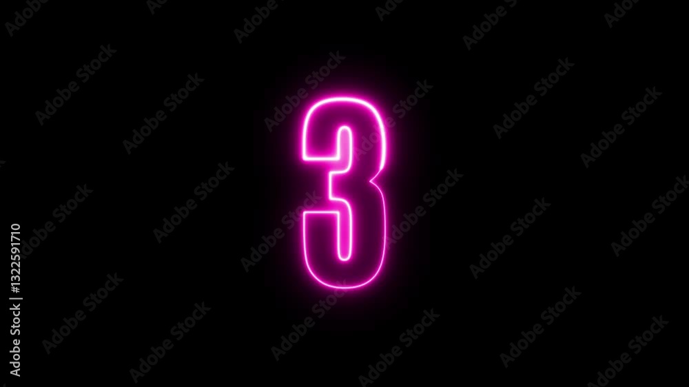 Neon light countdown animation, Countdown five to zero with pink neon animation Neon light countdown animation, Countdown five to zero with pink neon animation