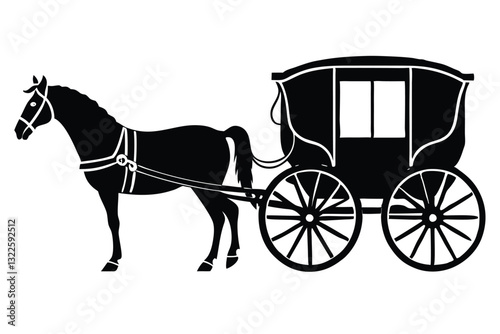 Horse carriage silhouette vector illustration isolated on a white background