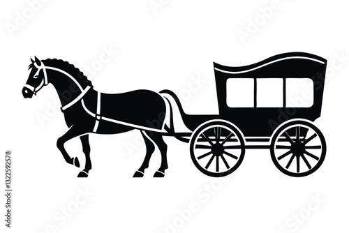 Horse carriage silhouette vector illustration isolated on a white background