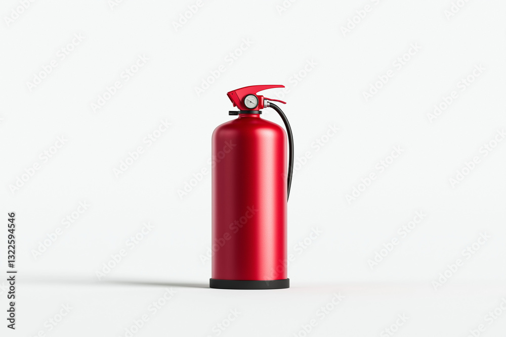 Obraz premium Roter Feuerlöscher steht auf hellem Hintergrund als Sicherheitsmaßnahme
