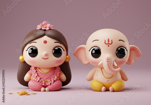 Cute figurines depicting Hindu gods and goddesses in intricate detail.