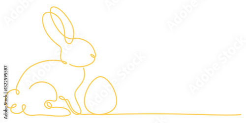 Minimalistyczny królik i jajko wielkanocne. Sylwetka uroczego zająca w prostym stylu. Ilustracja wektorowa.
