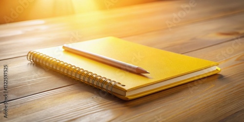 Long Exposure Photo of Yellow Notebook, Pencil & Eraser on Wooden Desk