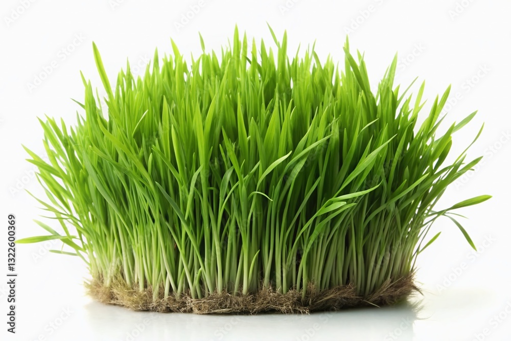 Obraz premium Lush Green Grass Clump Cutout - Isolated on White Background for Design