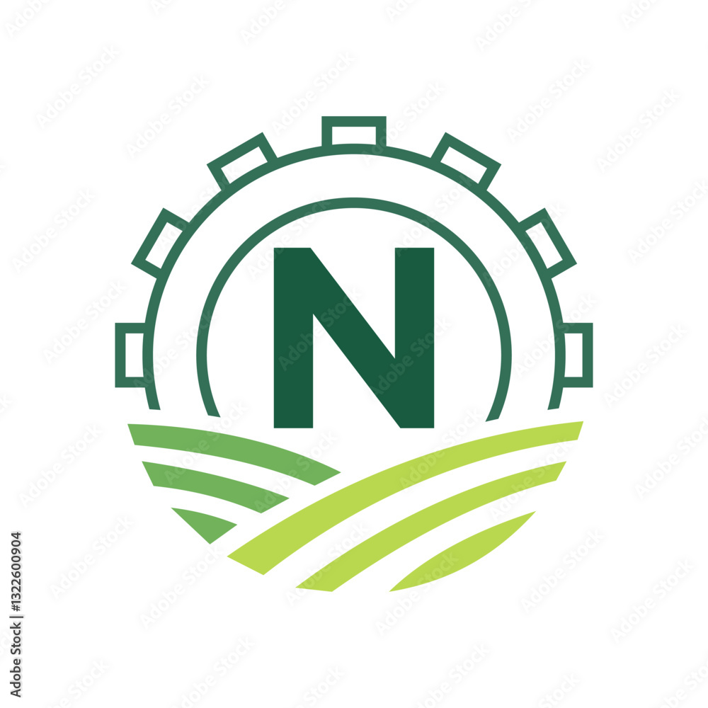 Agriculture Logo On Letter N. Agro Farming Logo Symbol Vector and Template Agriculture Logo On Letter N. Agro Farming Logo Symbol Vector and Template