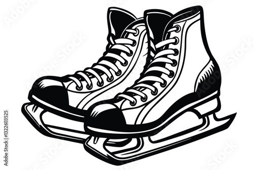 Pair of ice skates silhouettes
