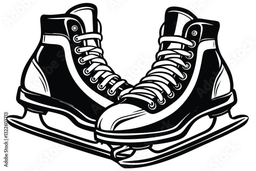 Pair of ice skates silhouettes