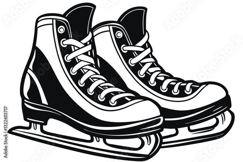 Vector illustration of classic ice skates for ladies black silhouettes