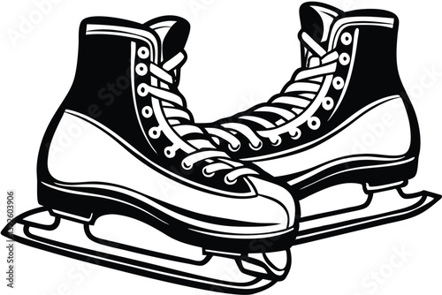 Vector illustration of classic ice skates for ladies black silhouettes