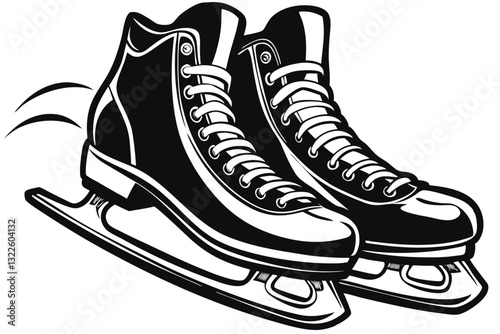 Ice skates isolated on a white background. The silhouette of the skates